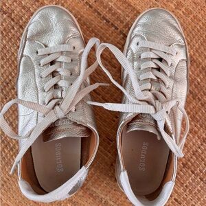 Soludos Gold Leather Sneakers